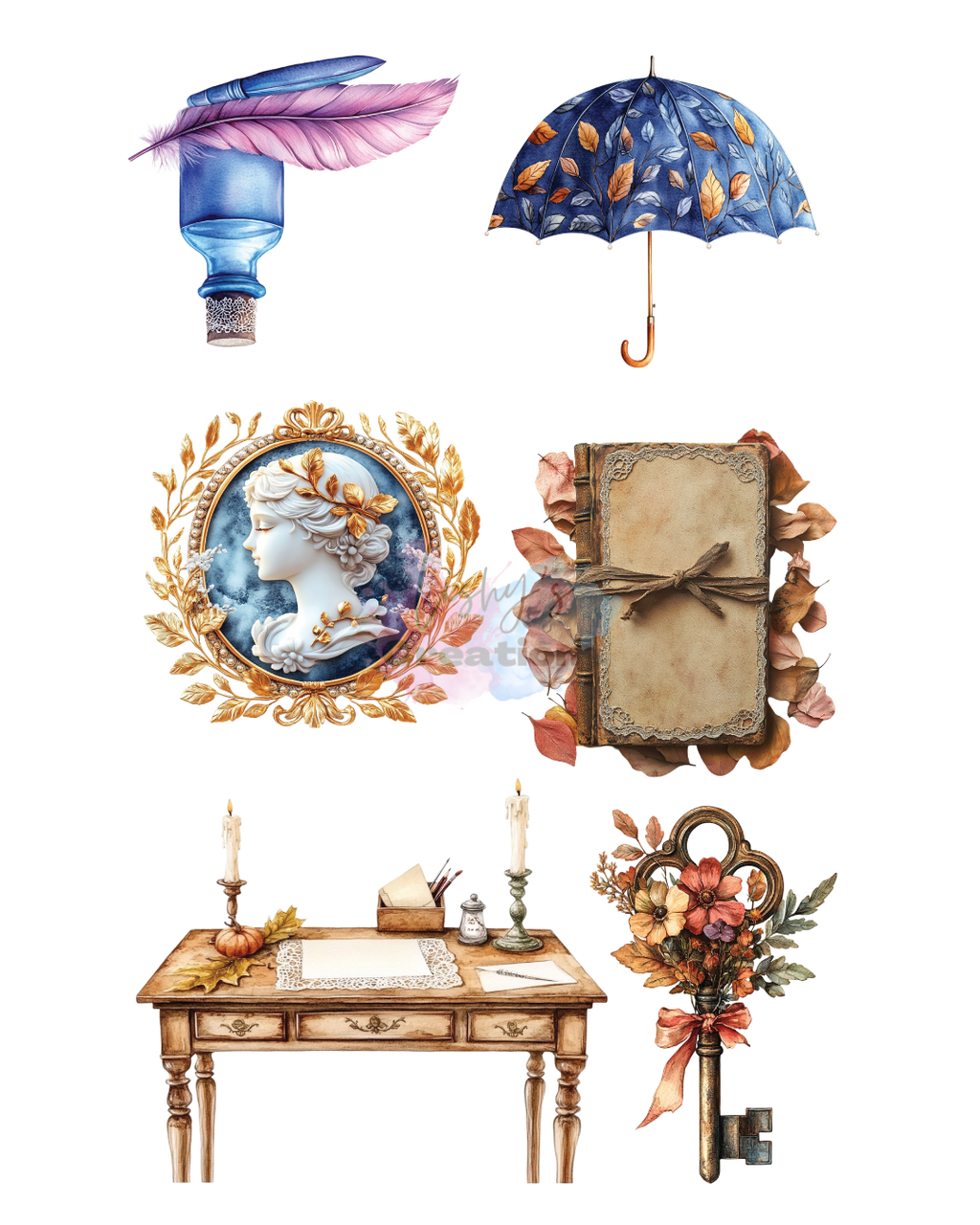 Vintage table, umbrella and more