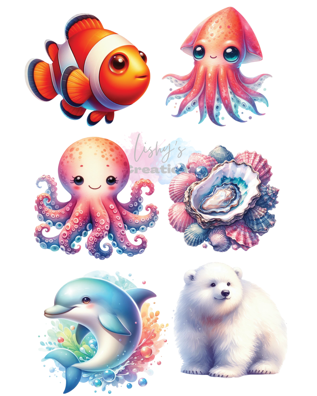 Under the sea Octypus, dolphin etc
