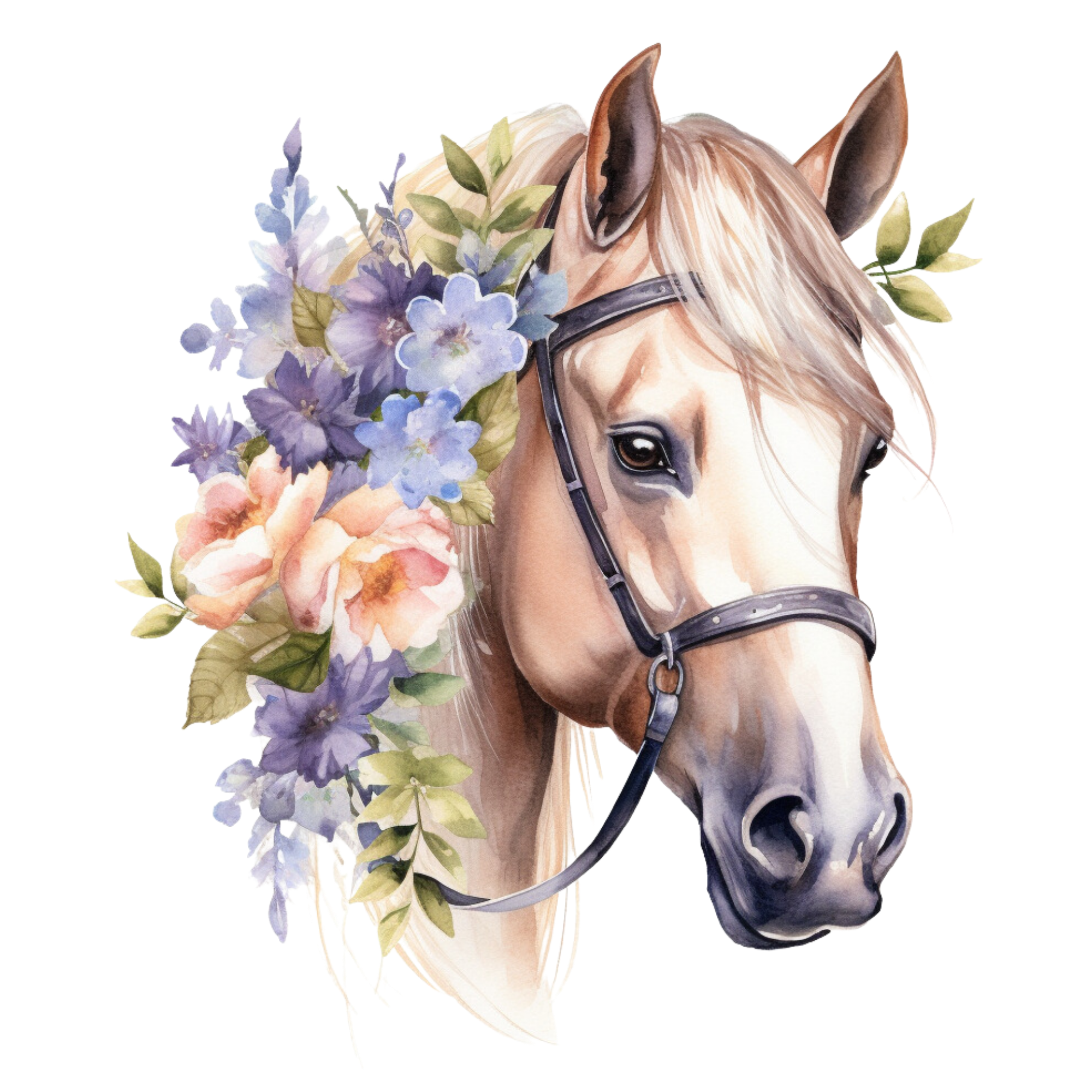 Horse head with flowers