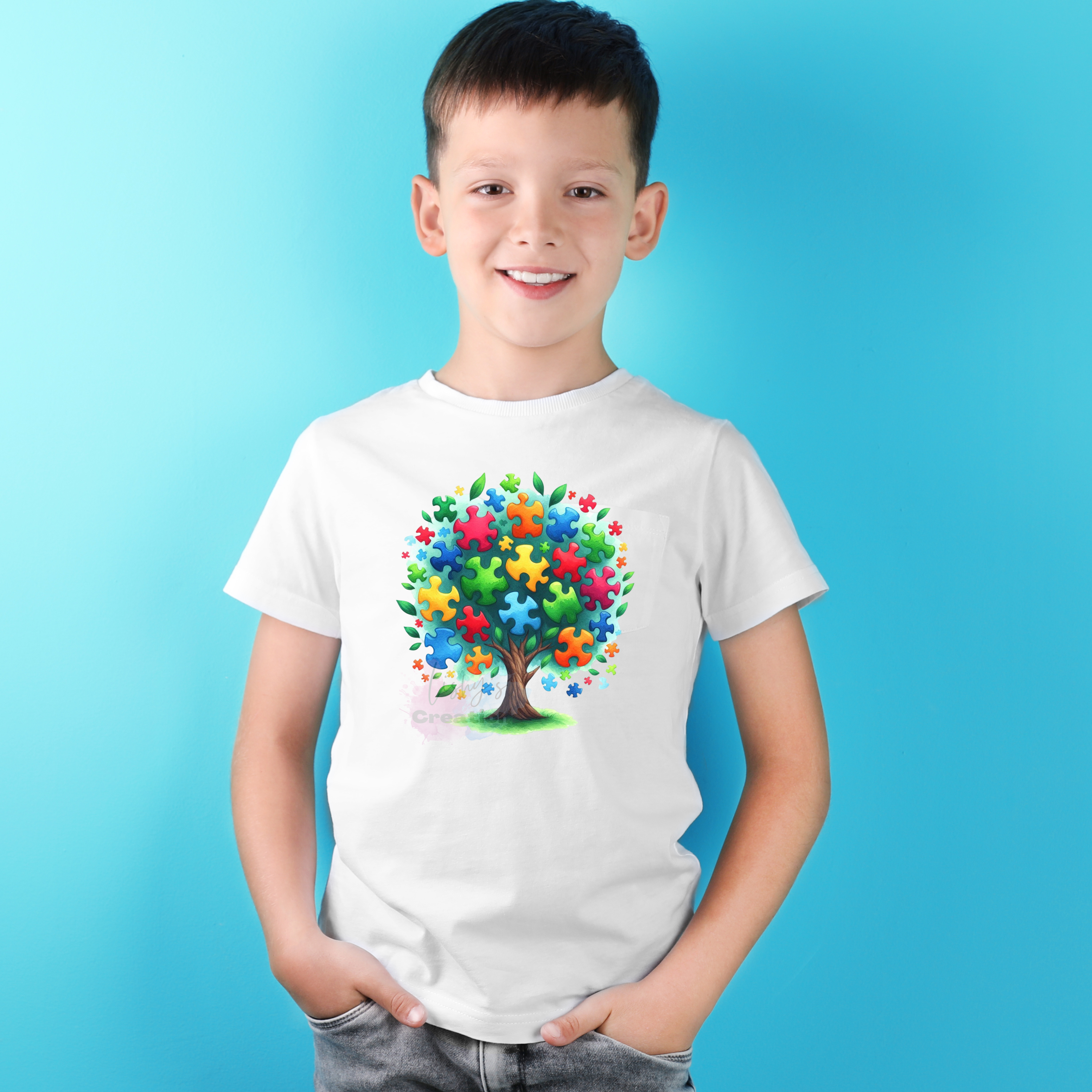 Autism Awareness shirt WHITE kids