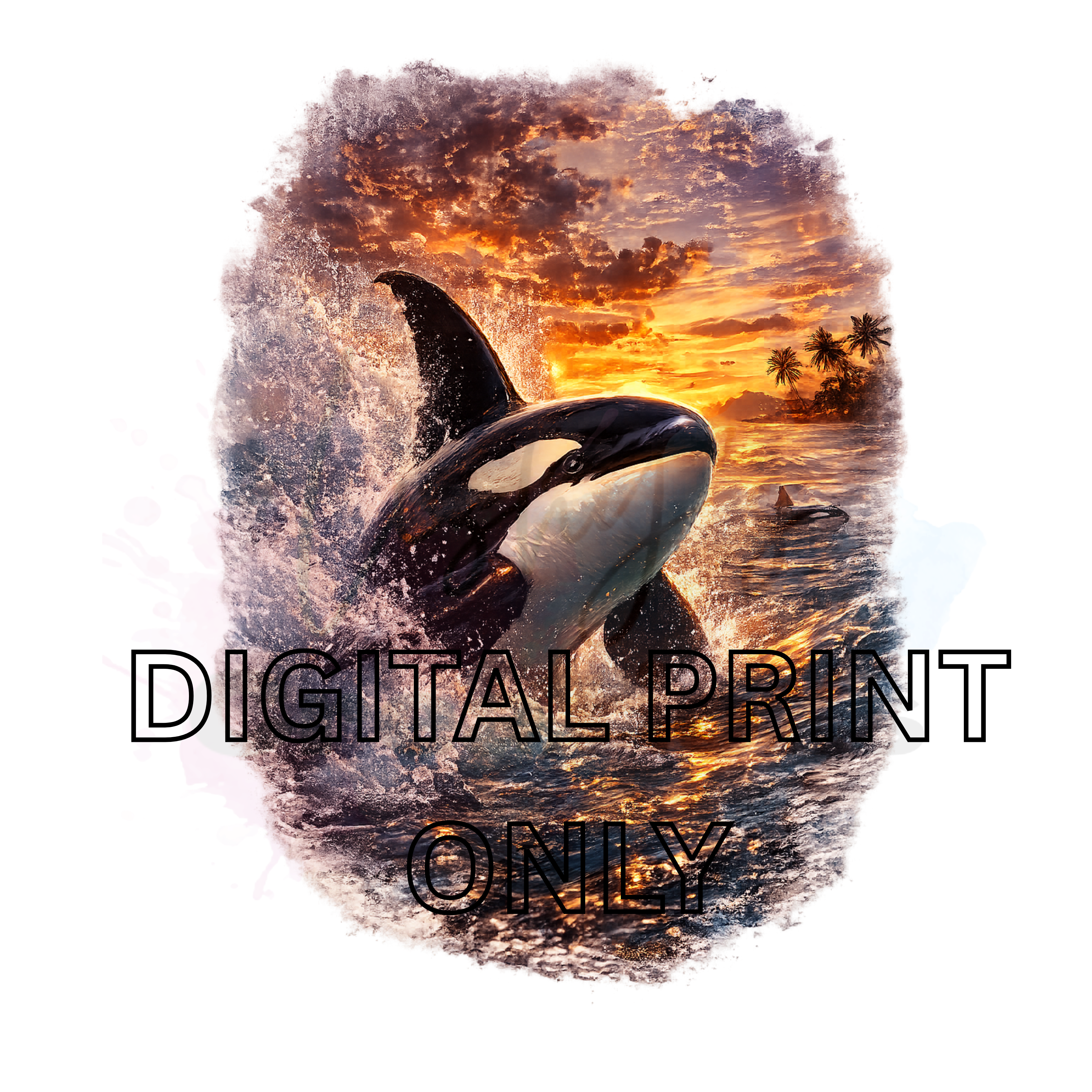 Orca riding a wave