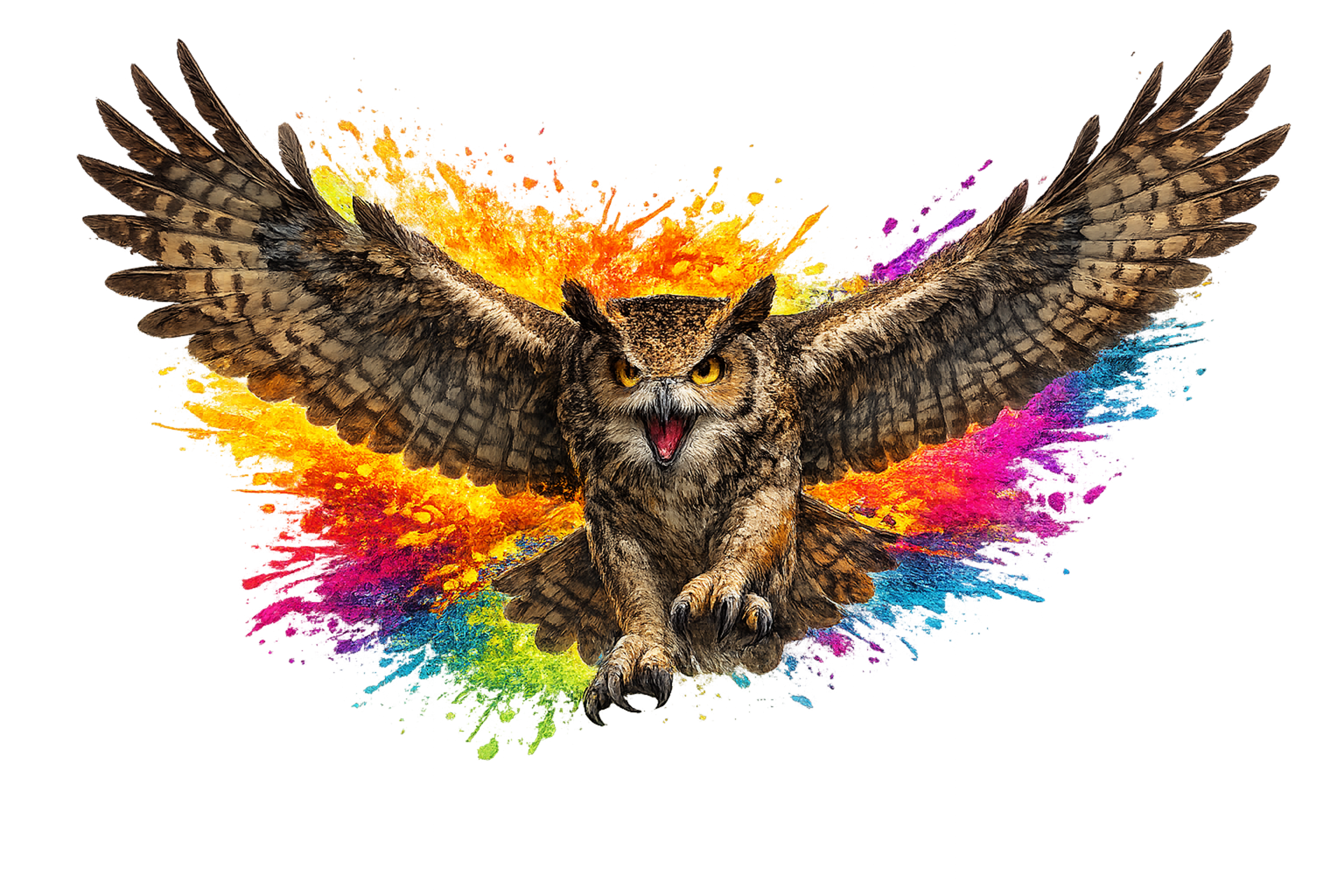 Owl with bright colours
